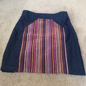Stripped Jean Skirt